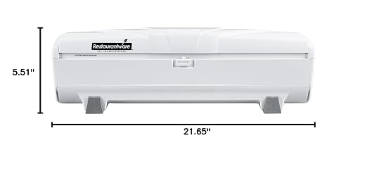 Restaurantware-Chef 101 Food Wrap Dispenser with Cutter, 1 Refillable Cling Wrap Dispenser - Fits 12” to 18” x 2000’ Rolls, Press Down and Cut, White Plastic Aluminum Foil, Sharp Blade