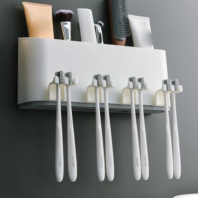 Toothbrush Rack Toothbrush Rack, Brushing Cup, Mouthwash, Wall-mounted Bathroom, Punch-free, Wall-mounted Dental Set Bathroom Toothbrush Holder, Small