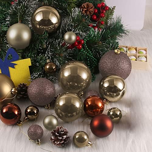 Vintage Copper 3.2" Large Christmas Balls - Christmas Tree Decoration Ornaments Shatterproof Hanging Balls for Birthday Halloween Holiday Wedding Decorations Set of 24pcs