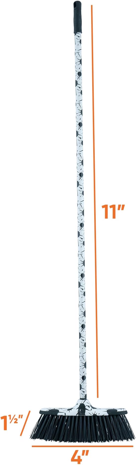 Superio Design Broom, Fancy Black and White Angle Broom, Cute Splash Design Kitchen Broom with Safety Bumper, 48" Indoor and Outdoor Sweeping Tool 2-Pack