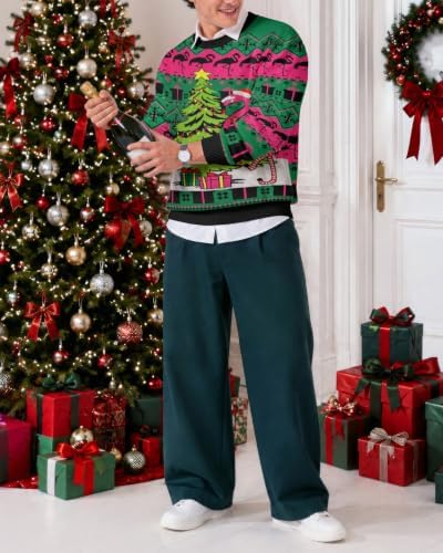 34HD Ugly Xmas Sweater–Funny Knit Christmas Sweater for Women & Men 2025, Long Sleeve Crewneck Holiday Pullover, Unisex Gift
