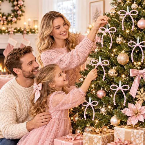 DIYDEC 18PCS Large Christmas Pearl Bow Ornament 7in Tree Topper Decor