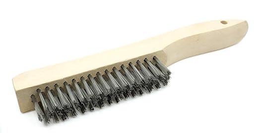 Benchmark Abrasives 10" Shoe Handle Wire Scratch Brush Wooden Handle for Cleaning, Removing Rust, Paint, Corrosion, Multi-Purpose Wire Brush - 12 Pack (Stainless Steel)