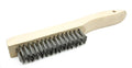 Benchmark Abrasives 10" Shoe Handle Wire Scratch Brush Wooden Handle for Cleaning, Removing Rust, Paint, Corrosion, Multi-Purpose Wire Brush - 12 Pack (Stainless Steel)