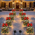 Christmas Tree Solar Pathway Lights Outdoor Decor, 8 Pack, Snowy
