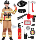 Spooktacular Creations Halloween 14PCS Firefighter Costume for Kids, Boys Fireman Costume with Toys Set for Toddler RolePlay