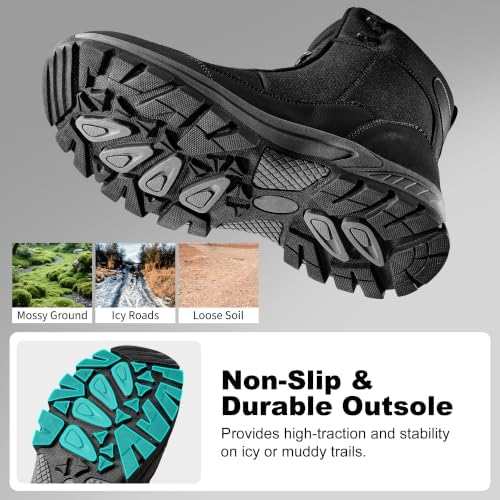 FUDYNMALC Men's Snow Boots Water-Resistant: Non-Slip Hiking Winter Shoes