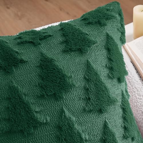 MIULEE Christmas Throw Pillow Covers Dark Green Set of 2 24x24