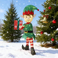 Hausse Lighted Christmas Outdoor Decor, 38" Height Pre-Lit 3D Tinsel Xmas Green Elf Figure, Light Up Xmas Yard Displays, Plug in for Holiday Party New Year Winter Patio Lawn Garden