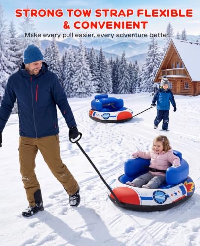Snow Sled for Toddlers 1-3, Inflatable Snow Tube with Tow Strap