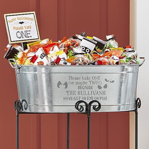 Let's Make Memories Personalized Beverage Tub - Halloween Party Décor - Trick or Treat Candy Bowl w/Stand - Eyes
