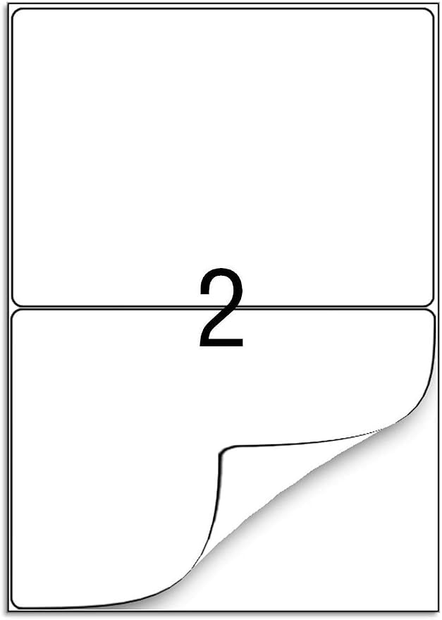 Round Corner Half Sheet Self Adhesive Shipping Labels for Laser and Ink Jet Printers, White Blank (1000 Sheets, 2000 Labels)