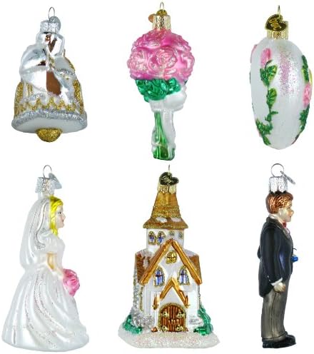Wedding Collection, Set of 6 Glass Ornament