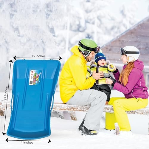 SnoGoBoggan 26" Lifetime Sit-on-Top Snow Sled: Durable High-Density Plastic - Ideal for Kids, Teens, and Adults - 1 Person Sled with Footholds, Handles, and Pull Rope