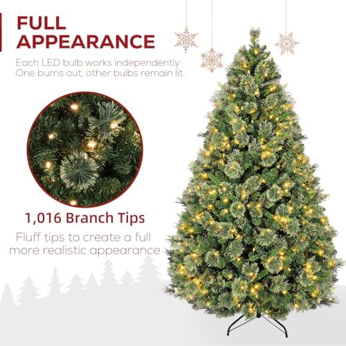 Hykolity 6 ft Prelit Artificial Christmas Tree with 350 Warm White LEDs
