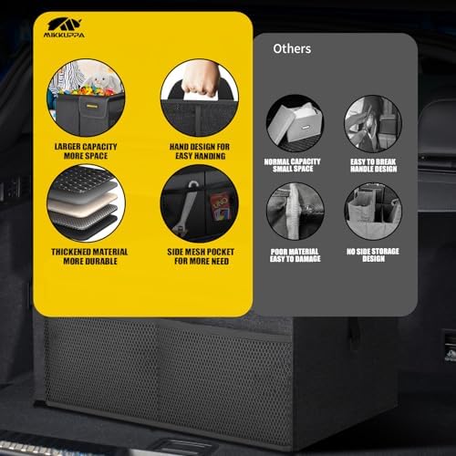MIKKUPPA Car Trunk Organizer - 50L Collapsible SUV Trunk Organizer, Black
