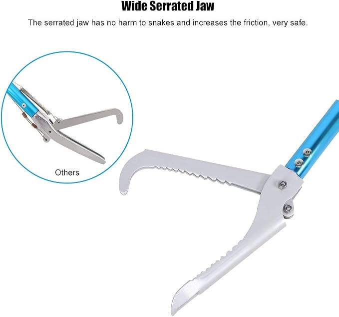 IC ICLOVER 52 Inch Professional Aluminum Alloy Snake Tongs, Standard Size | Wide Jaw & Lock Machanism & Comfort Grip Handle， Reptile Rescue Grabber Rattle Snake Control Catcher Removal Handling Tool