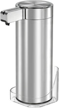 Touchless Automatic Soap Dispenser Stainless Steel with Sensor Infrared 9 oz Electric IPX5 Waterproof USB-C Charging Motion Sensor for Kitchen & Bathroom (Silver)