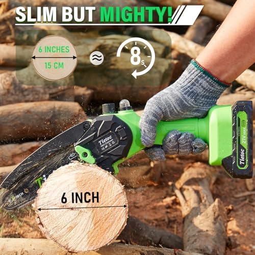 Tietoc Chainsaw 6 Inch Mini Electric Chainsaw Cordless Battery Powered, Hand Held Saw for Wood/Trees Trimming, Tools for Household and Garden, Chain Saw Gift for Men Dad Husband Fathers Gardener 2026