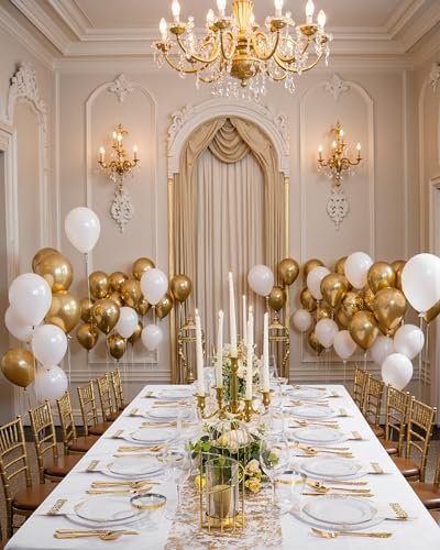Nervure 175Pcs Gold Plastic Plates, Disposable Dinnerware Set for 25 Guests
