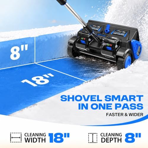 Brushless 40V Cordless Snow Shovel, 18" Electric Snow Blower with 2×4.0Ah Batteries & Fast Charger, 30FT Throw Distance for Driveway, Deck, Patio & Walkway