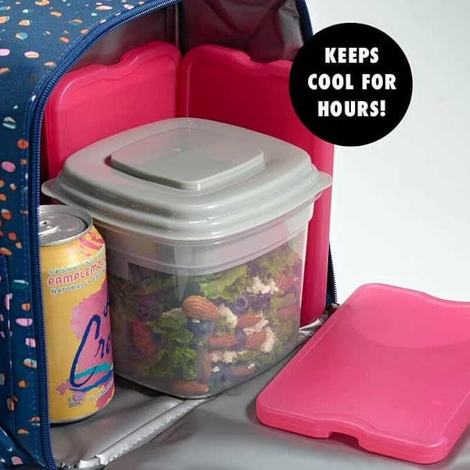 Cool Coolers by Fit & Fresh 4 Pack XL Slim Ice Packs, Quick Freeze Space Saving Reusable Ice Packs for Lunch Boxes or Coolers