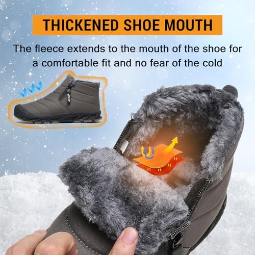 ziitop Snow Boots Mens Waterproof Winter Boots Fur Lined Warm Ankle Boots