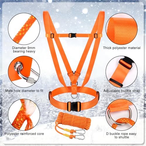 Deer Drag Sleds Set,Deers Drag Harness and Drag Sleds with Heavy Duty Deer Drag Strap Rope Elastic Tying Belt Storage Bag and 2 Tying Ropes Hunting Equipment for Deers Hauling Elk Turkey Game Animals