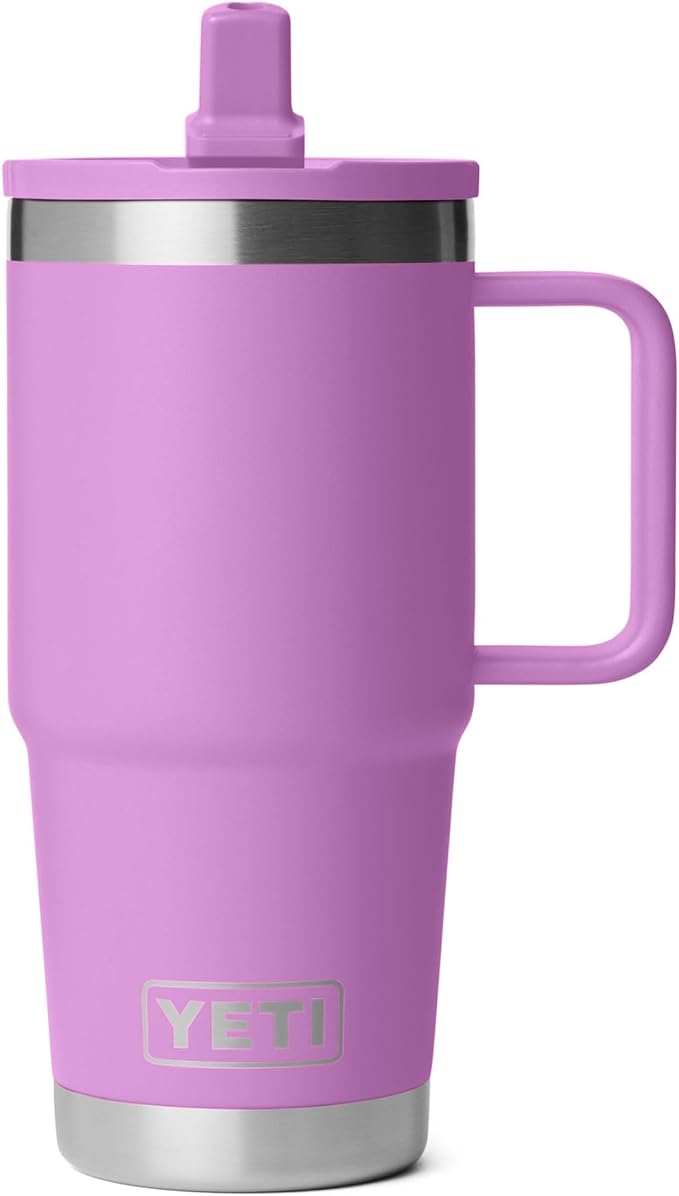 YETI Rambler 20 oz Travel Mug with Flip Straw Lid – Stainless Steel, Vacuum Insulated, Leakproof, Cup Holder Friendly, Desert Bloom