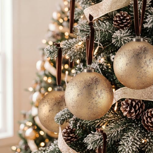 Yunlly 12 Pcs Neutral Christmas Ornament, Bronze Gold, 3.15''