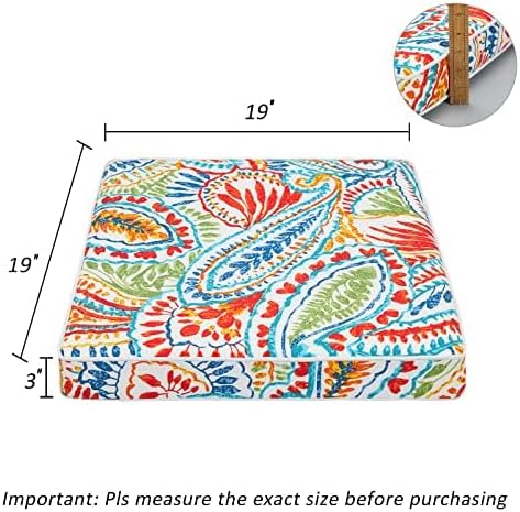 JMGBird Patio Chair Cushion Seat Cushion Chair Cushion Outdoor Chair Pads | 19x19 Outdoor Chair Cushions Set of 4 Waterproof Patio Seat Cushions with Ties Outdoor Cushions for patio furniture