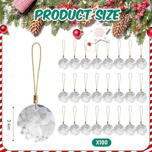 Syhood 100 Pcs Crystal Christmas Tree Ornaments, Prisms