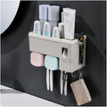 Toothbrush Rack Toothbrush Rack Toothbrush Cup Mouthwash Cup Wall-mounted Toilet Free Punching Wall-mounted Integrated Toothpaste Device Bathroom Toothbrush Holder, Small
