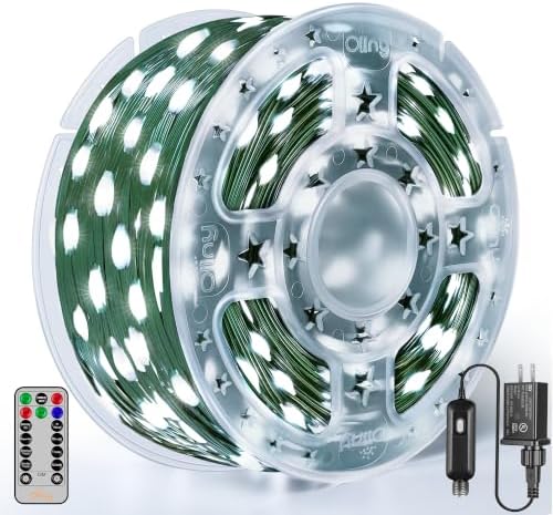 Ollny Christmas Lights 1000 LED 330 FT, IP67 Waterproof Plug in Christmas Tree Lights with Remote, 8 Modes, 3 Timers, Dimmable, House Xmas Indoor Decorations Outdoor String Lights (Cool White)