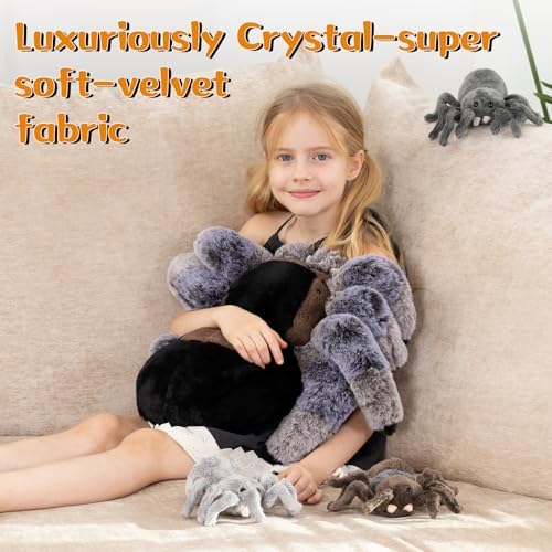 MorisMos Large Spider Plush, 16" Mommy Spider Stuffed Animal with 3 Babies