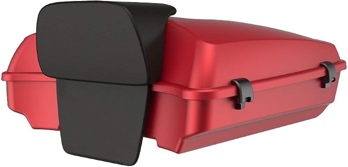 Advanblack Road Glide Tour Trunk Pack Wicked Red Denim Razor Tour Trunk Pack Backrest Pad for '97-'25 Harley Touring Road King Street Glide Electra Glide CVO models