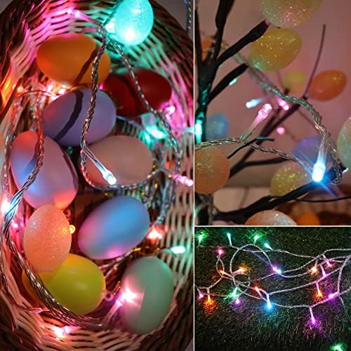 Colorful String Lights Easter Decoration, 66 ft 200 LED Easter Pastel Lights 8 Modes Plug in, Indoor Outdoor Connectable Clear Wire Twinkle Fairy String Lights for Spring Bedroom Party