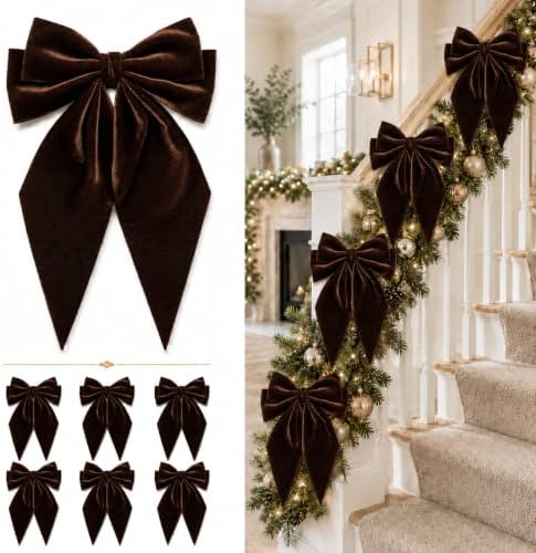 Large Christmas Bows, Velvet Bows for Xmas Tree Topper Garland Wreath Decor