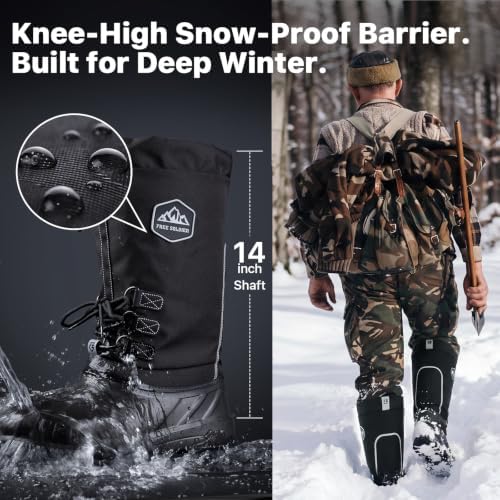 FREE SOLDIER Men's Ice-grip Winter Snow Boots, Lite and Tall