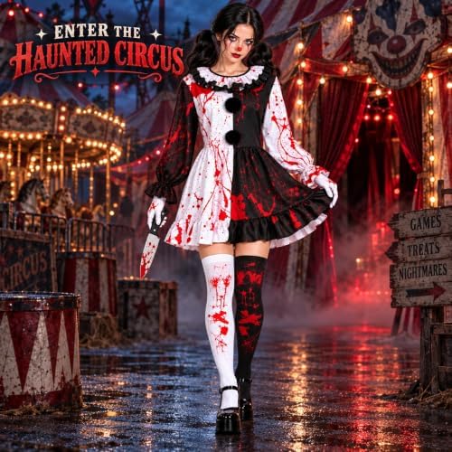 Clown Costume for Women, Clown Dress Set for Halloween