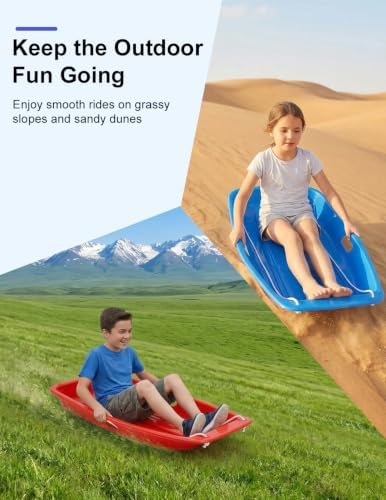 Snow Sled for Kids and Adult, Toboggan Sled with Plastic Cold-Resistant 35"