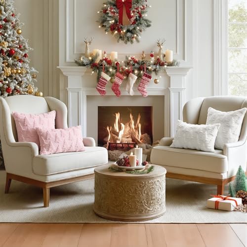MIULEE Christmas Throw Pillow Covers Beige Set of 2 26x26