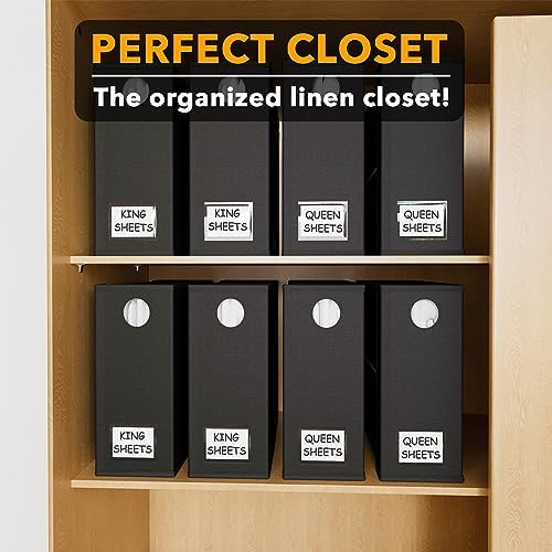 SpaceAid 8 Pack Bed Sheet Organizers and Storage, Foldable Sheet Organizer for Linen Closet, Sheets Set Folder Keeper with Window XL (Queen & King Size) Bedding Container (Black, 8 Pack)