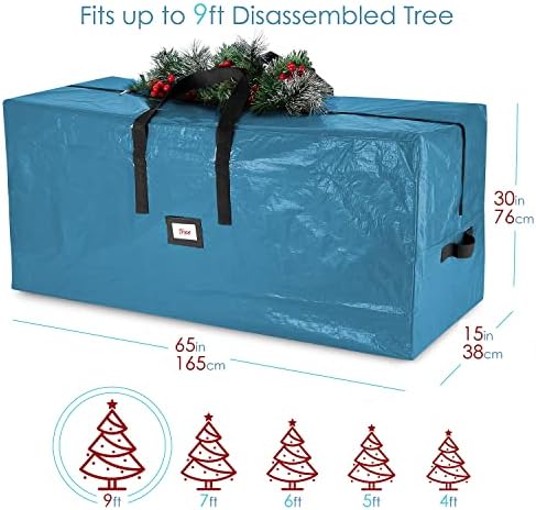 Hearth & Harbor 9 ft Christmas Tree Storage Bag - Artificial Christmas Tree Bag with Reinforced Handles, Dual Zipper, Wide Opening - Large Storage Container for Trees and Decorations