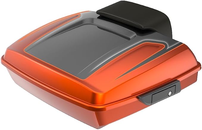 Advanblack Road Glide Tour Trunk Pack Whiskey Neat W/Raven Metallic Razor Tour Trunk Pack Backrest Pad for '97-'25 Harley Touring Road King Street Glide Electra Glide CVO Models