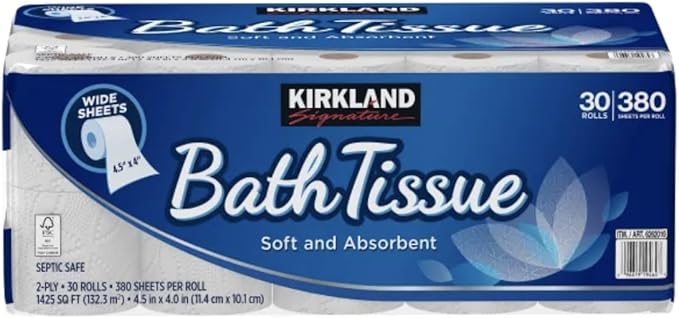Fiorenzo Bundle Compatible with Kirkland Signature 2-Ply Toilet Tissue - Ultra-Soft Comfort and Premium Quality - 30 Rolls and 380 Sheets Per Roll Bath Tissue