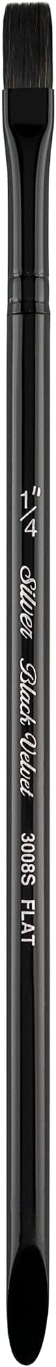 Silver Brush Limited 3008S-1/4in Black Velvet Professional Square Wash Paint Brush, Natural Squirrel Hair and Synthetic Mix Blend Filament Watercolour Brush, Size 1/4 Inch, Short Handle