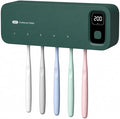 UV Light Toothbrush Cleaner Holder, Wall Mount Tooth Brush Holder for Bathroom, 5 Toothbrush Slots & LED Smart Screen Fits Electric, Manual Toothbrushes (Green)