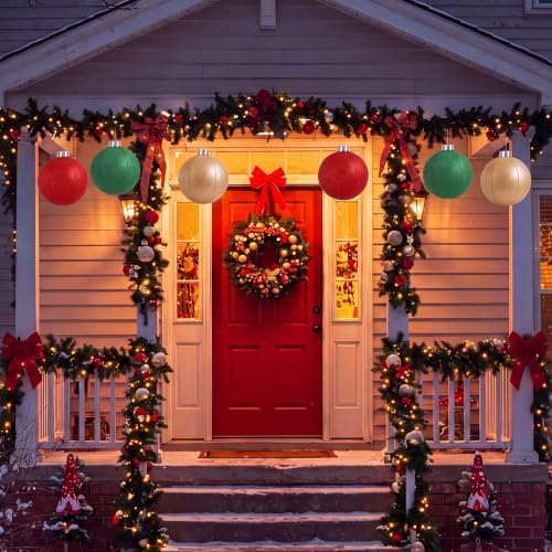 Jetec 6 Pcs 10 Inch Christmas Ball Ornaments Silver Cap, Green, Gold, Red