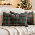 MIULEE Christmas Plaid Pillow Covers Scottish Tartan 12x20 Red and Green